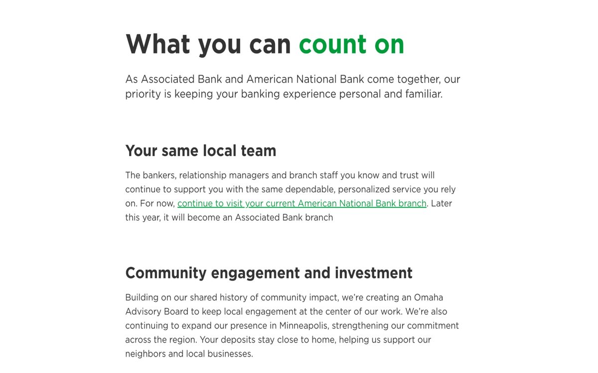 “What you can count on” customer reassurance section