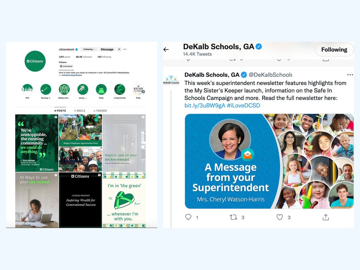 Social media: Citizens Bank & DeKalb County Schools